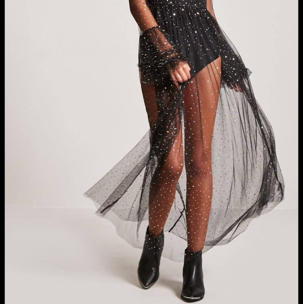 Forever 21 sheer sparkle maxi dress. Size small